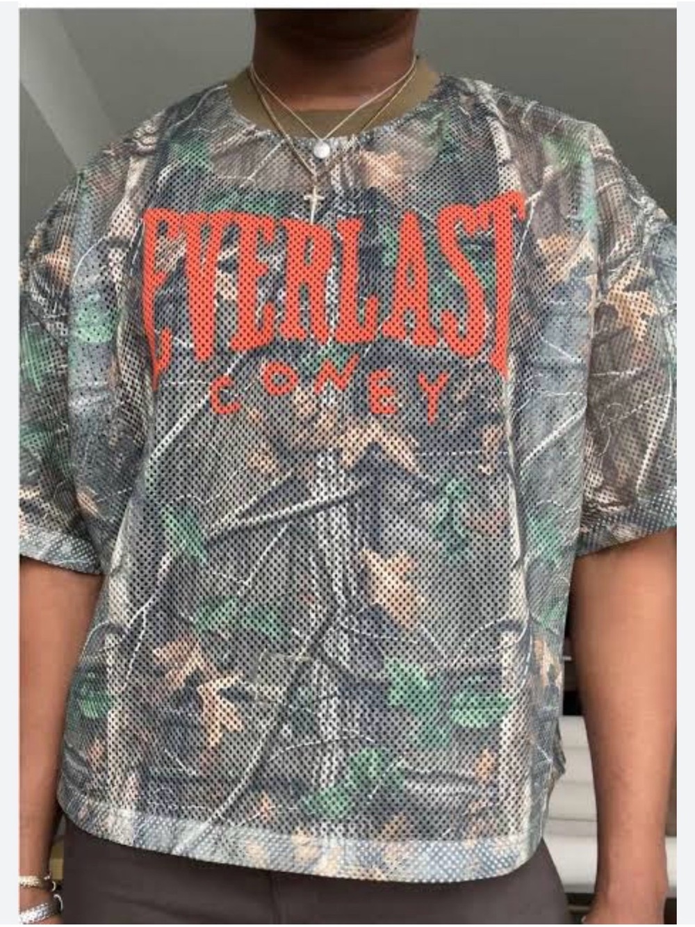 Everlast Olive Camo Mesh Tee with Orange Logo